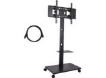 Supporto Da Pavimento TV-V Su Rotelle - Regolabile Per Tv Da 32"-65"" - Supporto Universale Regolabile In Altezza - Nero"