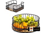 Set Di 2 Cestini Da Frutta Bremermann Con Portatovaglioli, Fruttiera/Cestino Da Pane In Bambù E Metallo
