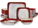Set Da Pranzo Opal - Servizio Da Tavola - 4 Persone - 16 Pezzi - Ceramica - Rosso - Design Di Alta Qualità