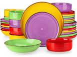 Servizi Per La Cena Chromatica Azzuro - 32 Pezzi - 8 Persone - Colorati - Piatti Per La Cena - Piatti Fondi - Piatti Per La Colazione - Servizi - Utensili Da Cucina