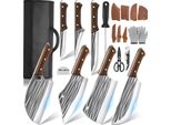 Set Di Coltelli Premium Da 15 Pezzi - Acciaio Damasco VG10 Con Blocco Di Legno