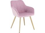 Sedia Happyment Divine - Sedia Da Pranzo - Velluto Rosa - Gambe In Acciaio Dorato - 1 Pezzo - Altezza Seduta 47Cm - Deluxe