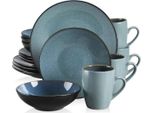Set Da Portata Luminoso - Servizio Da Tavola - Verde Intenso - 4 Persone - 16 Pezzi - Ceramica - Piatti Piccoli - Alta Qualità