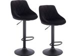 Bolt Edge, Sgabello Da Bar Di Design - Nero - Velluto - Ergonomico - Regolabile In Altezza - Altezza Della Seduta 60-82Cm - Set Di 2