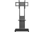 Piantana Tv Regolabile Vaylen 32-65" - Altezza Regolabile 130-160?Cm - Orientabile Verticalmente - Con Ripiano - Nero - Rollabile"