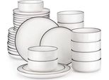 Set Da Portata Celestial - Servizio Da Tavola - 12 Persone - 36 Pezzi - Ceramica Bianca Con Bordo Nero - Piatto Da Colazione - Elegante Servizio Da Tavola In Ceramica