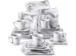 Servizio Da Tavola Chateau - 30 Pezzi - 6 Persone - Ceramica Bianca - Piatti Da Pranzo E Da Colazione - Servizio Da Tavola Elegante