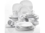 Servizio Da Tavola Noble - 30 Pezzi - 6 Persone - Ceramica Bianca - Piatti Per La Cena E Per La Colazione - Ceramica Elegante