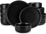 Set Da Pranzo Lavish - 6 Persone - 24 Pezzi - Ceramica Nera - Set Da Pranzo - Ontbijtborden