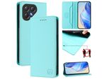 Custodia In Pelle Per Tecno Pova 7 Neo, Flip Case Con Slot Per Carte, Portafoglio E Supporto Turchese