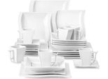 Servizio Da Tavola Essenza Exquisite - 6 Persone - Ceramica Bianca - Piatto Da Pranzo - Piatto Da Colazione