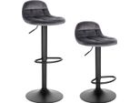 Sgabello Da Bar Riva - Con Schienale - Sgabello Da Bar Ergonomico - Cucina - Grigio Scuro - Altezza Regolabile 62-83 Cm - Velluto - Set Di 2