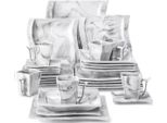 Royalty Serviesset - Servizio Da Tavola - 30 Pezzi - 6 Persone - Ceramica Marmerlook - Piatti Piccoli - Stoviglie Eleganti