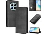 Custodia Per Telefono Cellulare Per Xiaomi Redmi Note 15 Pro+, Vintage Leather Rfid Protection Card Holder Stand Function Magnetic Flip Case Black
