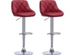 Sgabello Da Bar Di Design Serino - Con Schienale - Robusto - Sgabello Da Bar Ergonomico - Altezza 60-82 Cm - Rosso Scuro - Set Di 2 - Per Cucina E Bar - Altezza Regolabile
