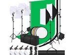 Set Fotografico Fioren - Softbox, Lampade Led E Schermo Verde - Sistema Di Fondali 300X200 Cm - Set Completo Di Treppiedi - Per Foto E Video