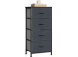Cassettiera Stretta Con 4 Cassetti In Tessuto - Mobile Contenitore - Cassettiera - Per Camera Da Letto O Soggiorno - Contenitore E Organizzatore Di Tessuti - Indipendente - 45 × 94,5 × 30 Cm - Nero