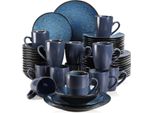 Happyment Set Di Stoviglie - 12 Persone - 48 Pezzi - Porcellana - Blu