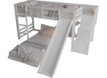 Letto A Castello Per Bambini Opulence - 90X200 Cm - Con Scivolo - Letto Per Bambini - Letto A Soppalco - Con Scaletta Ad Angolo, Protezione Anticaduta E Finestra - Letto Per Bambini