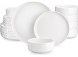 Servizio Da Tavola Ornato - 6 Persone - Ceramica Bianca - Piatto Da Pranzo E Piatto Da Colazione
