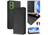 Custodia In Pelle Per Motorola Moto G06, Flip Case Con Slot Per Carte, Portafoglio E Supporto Nero