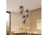Zmh Led Lampada A Sospensione Per Tavolo Da Pranzo Lampada A Sospensione In Vetro 3 Fiamme 23W Rotonda Grigio Fumo Lampada A Sospensione Lampada Da Tavolo Da Pranzo Altezza Regolabile 3000K Lampada Da Corridoio