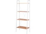 Libreria Happyment Baldi - 4 Livelli - Bianco/Rovere - Legno - 60X35X148 Cm - Libreria Per Soggiorno, Camera Da Letto E Cameretta Dei Bambini