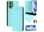 Custodia In Pelle Per Motorola Moto G06, Flip Case Con Slot Per Carte, Portafoglio E Supporto Turchese