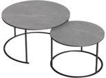 Tavolini Venetia Fioren - Set Di 2 - Tavolino Rotondo - Look In Marmo - Tavolini Da Salotto - Struttura In Metallo - Grigio