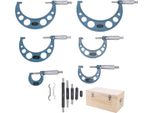 Set Di Micrometri Esterni A 6 Pezzi, Gamma 0-150 Mm, Graduazione 0,01 Mm, Precisione, Per Macchinisti, Con Scatola