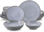 Set Da Portata Prestigious - 4 Persone - 16 Pezzi - Ceramica - Grigio