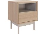 Selsey Layen - Comodino Con Cassetto E Vano A Giorno, Effetto Rovere/Grigio Cashmere