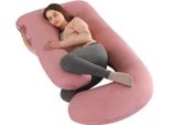 Cuscino Di Gravidanza Lavish - Cuscino Rinfrescante Ed Ergonomico Per Il Corpo - Forma A J - Cuscino Laterale - Cuscino Per L'allattamento - Per Posizione Laterale - Rosa
