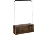 Armadi Happyment Kola - Con Area Di Stoccaggio - Vintage 2 In 1 - Appendiabiti E Scarpiera - Appendiabiti - Mobili Contenitori - Legno - Marrone