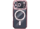 Avizar, Custodia Compatibile Con Iphone 17 Pro Max Magsafe Con Bordo In Strass, Oro Rosa