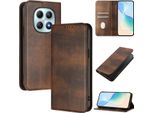 Custodia Per Xiaomi Redmi Note 15 4G, Vintage Leather Rfid Protection Card Holder Stand Function Magnetic Flip Cover Marrone