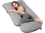 Cuscino Per La Gravidanza Vaylen - Cuscino Rinfrescante Ed Ergonomico Per Il Corpo - Forma A J - Cuscino Laterale - Cuscino Per L'allattamento - Per La Posizione Laterale - Grigio