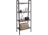 Happyment Librerie Nuda Industrieel - 4 Livelli - Nero/Legno - Libreria - Soggiorno, Camera Da Letto E Camera Dei Bambini - Legno - 60X35X148 Cm