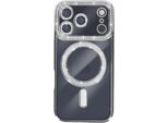 Avizar, Custodia Compatibile Con Iphone 17 Pro Magsafe Con Bordo In Strass, Argento