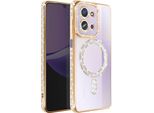 Avizar, Custodia Compatibile Con Redmi 15C Magsafe Con Bordo In Strass, Oro