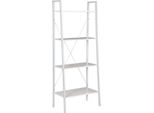 Happyment Librerie Udi - Industriale - 4 Livelli - Bianco - Libreria - Soggiorno, Camera Da Letto E Camera Dei Bambini - Legno - 60X35X148 Cm