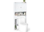 Armadietto Per Toilette Costway, Scaffale Portaoggetti Con Doppie Ante, Portarotolo E Ripiano Regolabile, Mobile Salvaspazio Autoportante, Bianco