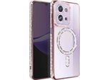 Avizar, Custodia Compatibile Con Redmi 15C Magsafe Con Bordo In Strass, Rosa