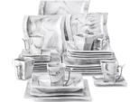 Piatti Empress - Set Da Portata - 30 Pezzi - Per 6 Persone - Ceramica Marmer Look - Piatti Piccoli