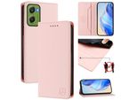 Custodia In Pelle Per Motorola Moto G06, Flip Case Con Slot Per Carte, Portafoglio E Supporto Rosa