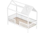 Letto Montessori Per Bambini Fioren 90X200 Cm - Letto Per Bambini - Con Protezione Anticaduta E Rete A Doghe - Senza Materasso