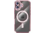 Avizar, Custodia Compatibile Con Iphone 17 Magsafe Con Bordo In Strass, Oro Rosa