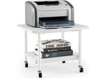 Costway 49X40X38 Cm Tavolo Per Stampante Con Rotelle, Supporto Per Stampante Con Ruote Bloccabili&2 Livelli, Carrello Per Stampante, Scaffale Per Stampante, Rack Per Stampante, Bianco