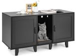 Costway Armadietto Per Lettiera Per 2 Gatti, Armadietto Per Gatti Per Lettiera, Casa Per Gatti Con 2 Porte, Tiragraffi, Ingresso, Grotta Per Gatti, 120X52X65Cm (Nero)
