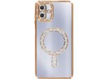Avizar, Custodia Compatibile Con Galaxy A07 Magsafe Con Bordo In Strass, Oro